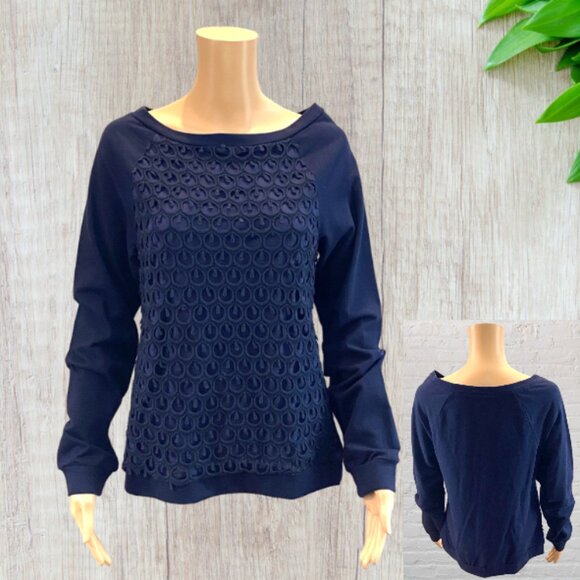 KUT FROM KLOTH -- Pullover Top, Cuffed Sleeves and Hem, Round Neck, Decor Fabric - Picture 1 of 16